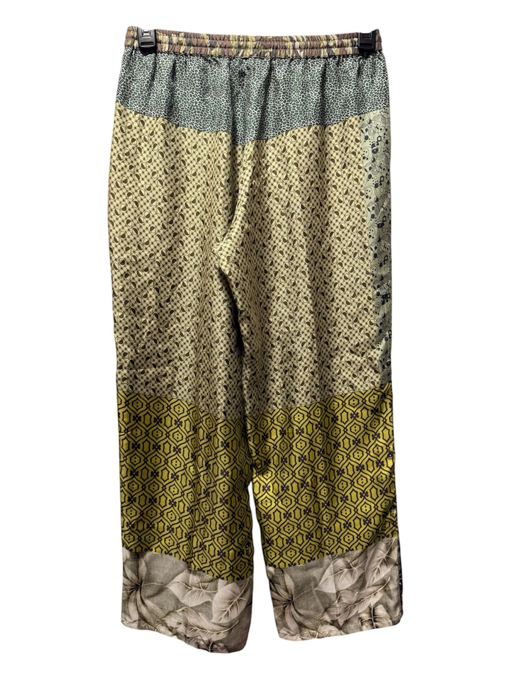 Silk Patchwork Ankle Pants Botanical Boho Pierre-Louis Mascia L - Picture 3 of 8